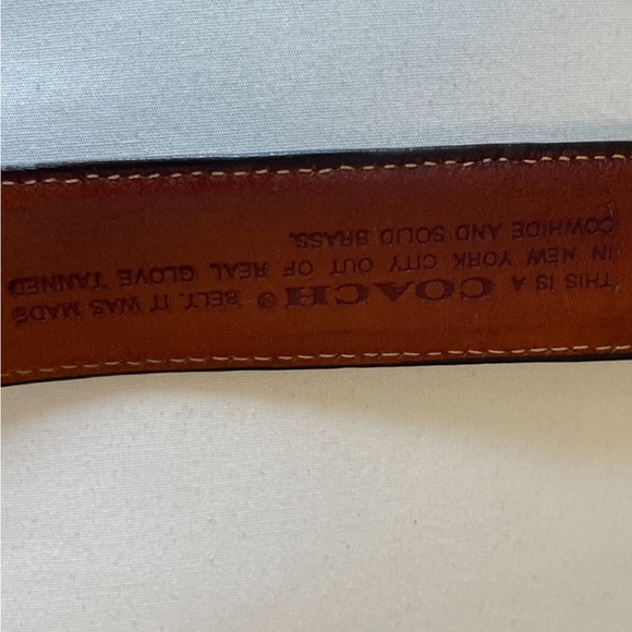 COACH Authentic Glove Leather Belt Mens Sz 34 85 Honey Brown Brass Buckle 7603 - Picture 13 of 13
